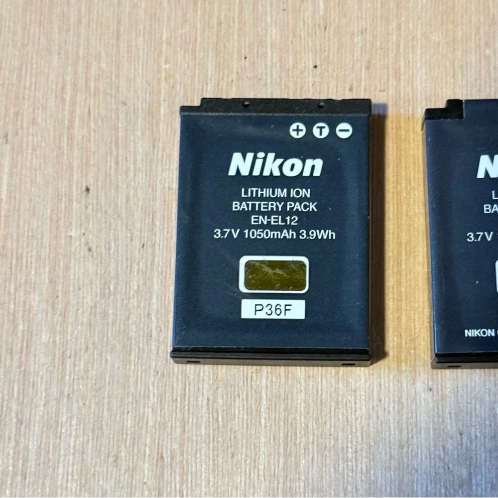 2-Nikon OEM EN-EL12 1050mAh Li-Ion Battery Used Tested Good w/Charge Read Info!